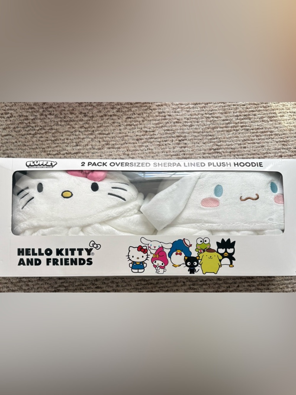 Hello Kitty White  Plush Character Hoodies - Hello Kitty and Friends